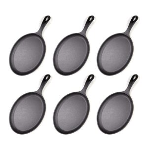 HAWOK Cast Iron Fajita Plate Sizzler Pan, Pre-seasoned Cast Iron Skillet, Set of 6