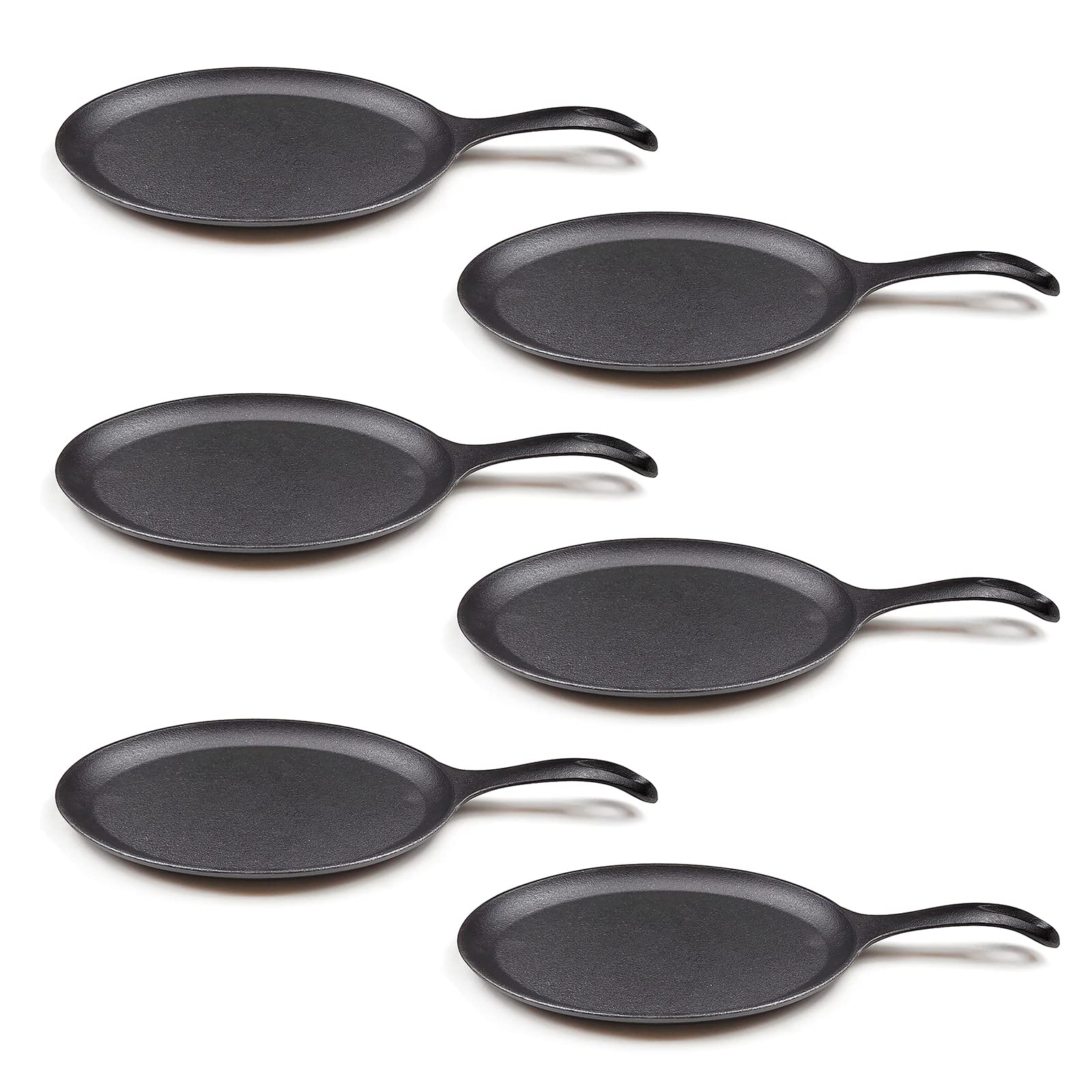 HAWOK Cast Iron Fajita Plate Sizzler Pan, Pre-seasoned Cast Iron Skillet, Set of 6