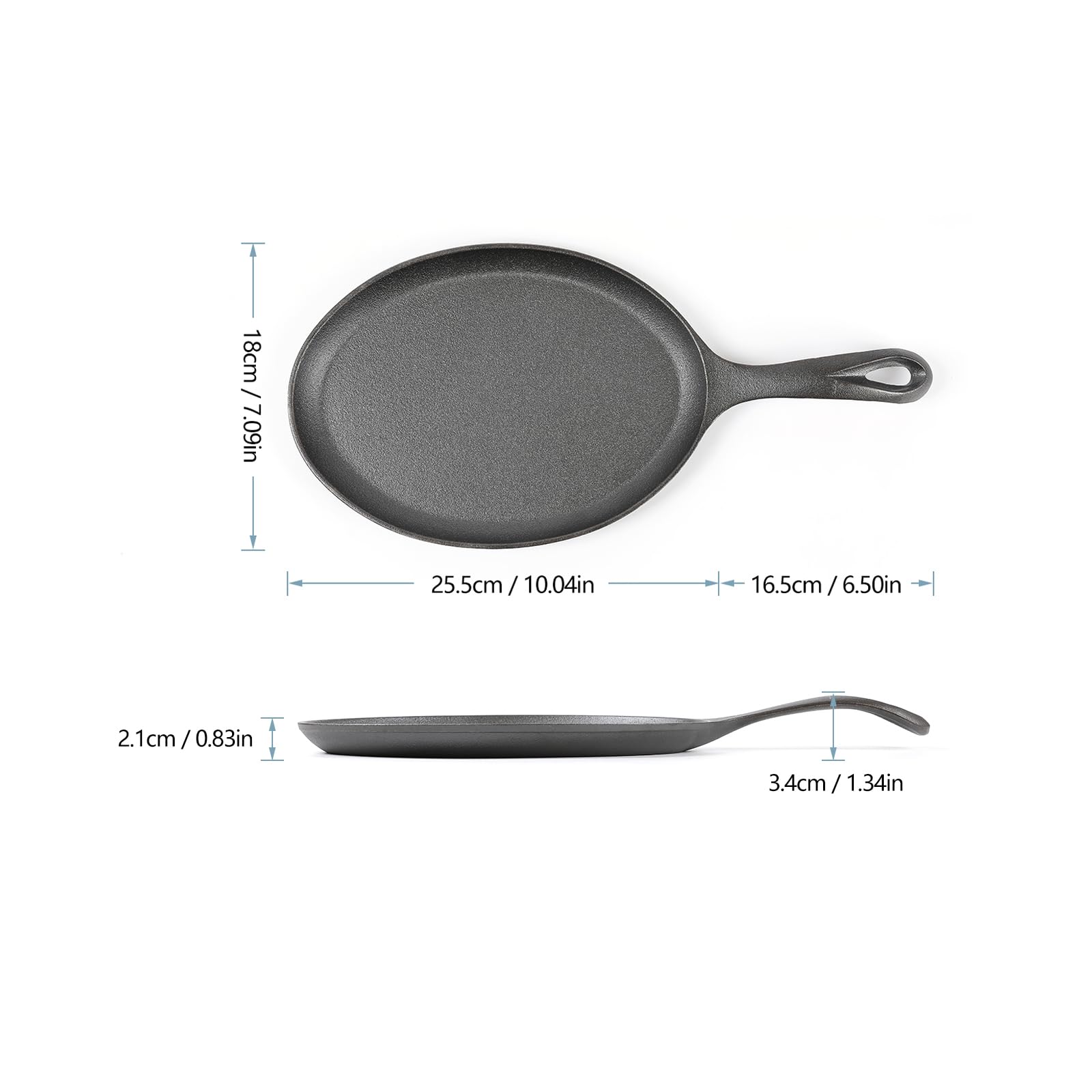 HAWOK Cast Iron Fajita Plate Sizzler Pan, Pre-seasoned Cast Iron Skillet, Set of 6