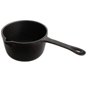 cedilis 1 quart cast iron basting pot with handle, heavy duty construction sauce pot for grilling and oven, black