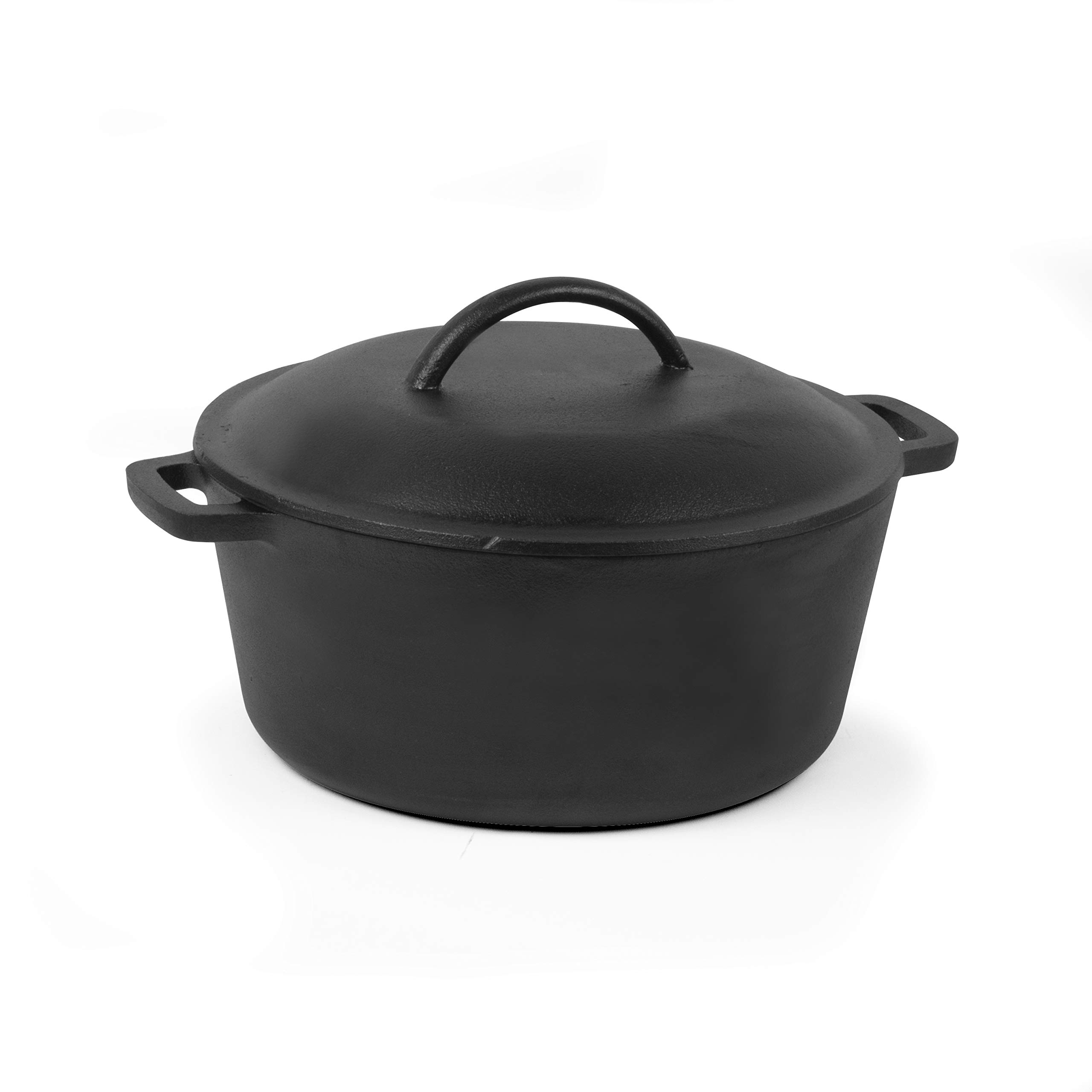 COMMERCIAL CHEF 5 Quart Cast Iron Dutch Oven with Dome Lid & Handles, Preseasoned