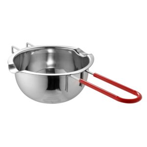 18/8 stainless steel universal melting pot, double boiler insert, double spouts, heat-resistant handle, flat bottom, melted butter chocolate cheese caramel homemade mask =580ml (silver)