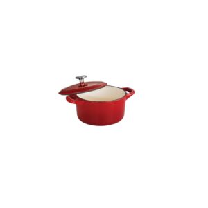 tramontina enameled cast iron covered small cocotte, 24-ounce, gradated red