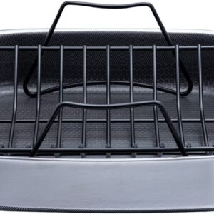 HexClad Hybrid Nonstick Roasting Pan with Rack, Dishwasher and Oven Friendly, Compatible with All Cooktops