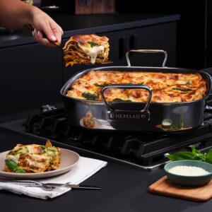 HexClad Hybrid Nonstick Roasting Pan with Rack, Dishwasher and Oven Friendly, Compatible with All Cooktops