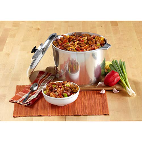 IMUSA USA Heavy Duty Cajun Aluminum Stock Pot 14 Quart, Silver