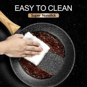 MICHELANGELO 10 Inch Frying Pan with Lid, Nonstick Frying Pan with Healthy Granite Coating, Nonstick Pan with Anti-Scald Handle, Induction Compatible