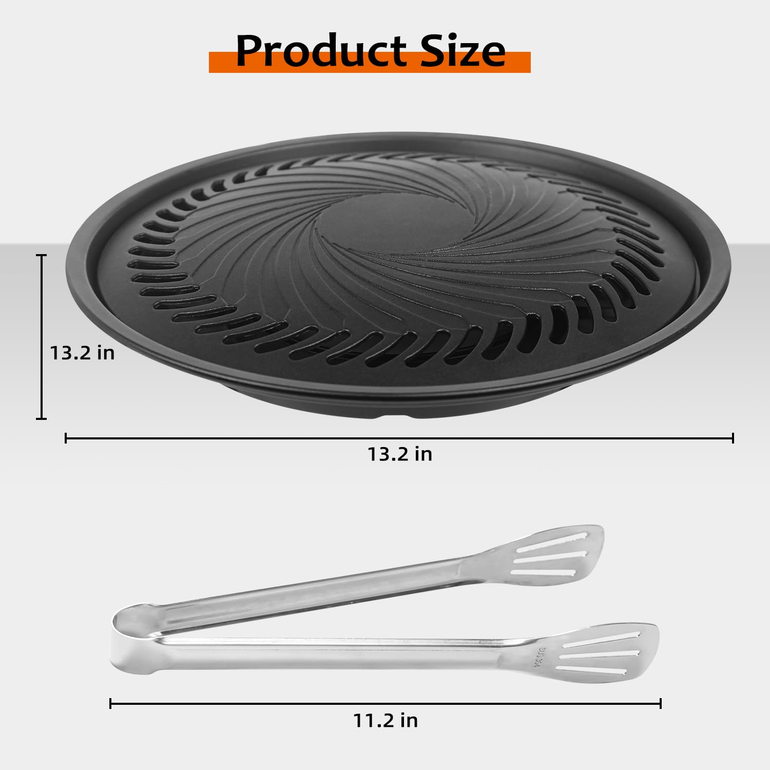 Japan BBQ Plate (Large) | Stovetop Korean BBQ Non-Stick Round Barbecue Grill Pan by Fapend | Free 304 Stainless Steel Barbecue Tongs (Japan Import)