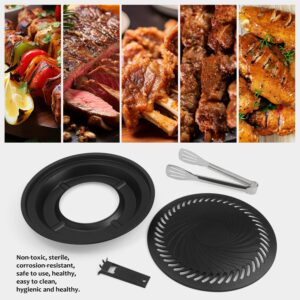 Japan BBQ Plate (Large) | Stovetop Korean BBQ Non-Stick Round Barbecue Grill Pan by Fapend | Free 304 Stainless Steel Barbecue Tongs (Japan Import)