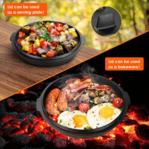 LIFERUN Dutch Oven Pot with Lid, 13.2 Quart Cast Iron Dutch oven, with Lid Lifter Handle & Stand and Dual Function Lid Griddle for Home Cooking BBQ Baking