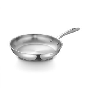 deluxe 8 inch stainless steel skillet pan nonstick, gas, electric, induction, dishwasher safe