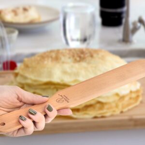 The ORIGINAL Crepe Spreader and Spatula Kit - 2 Piece Set (5” Spreader and 14” Spatula) Convenient Size to Fit Medium Crepe Pan Maker | All Natural Beechwood Construction only From Indigo True Company