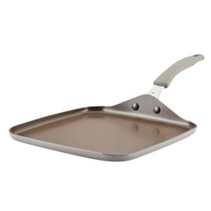 rachael ray cook + create nonstick stovetop griddle/grill pan, square, 11 inch, gray