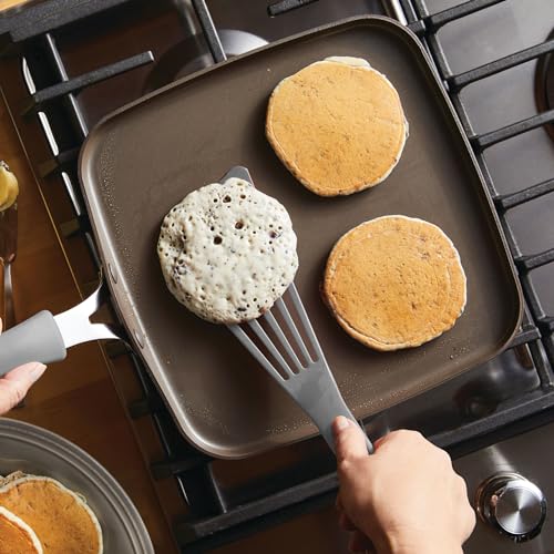 Rachael Ray Cook + Create Nonstick Stovetop Griddle/Grill Pan, Square, 11 Inch, Gray