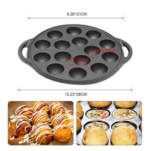 15 Hole Takoyaki Pan, Cast Iron Heavy Duty NonStick Square Cooking Plate Octopus Ball Maker 1.5" Half Sphere Takoyaki Maker for Baking Cooking