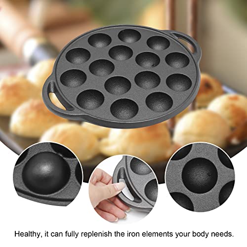 15 Hole Takoyaki Pan, Cast Iron Heavy Duty NonStick Square Cooking Plate Octopus Ball Maker 1.5" Half Sphere Takoyaki Maker for Baking Cooking