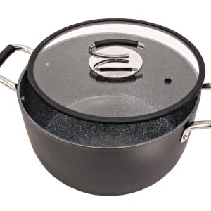 Professional 8 Quart Nonstick Dutch Oven with Glass Lid | Italian Made Ceramic Coated Oven Safe Stock Pot for Bread Baking, Stews, Casseroles and More by DaTerra Cucina