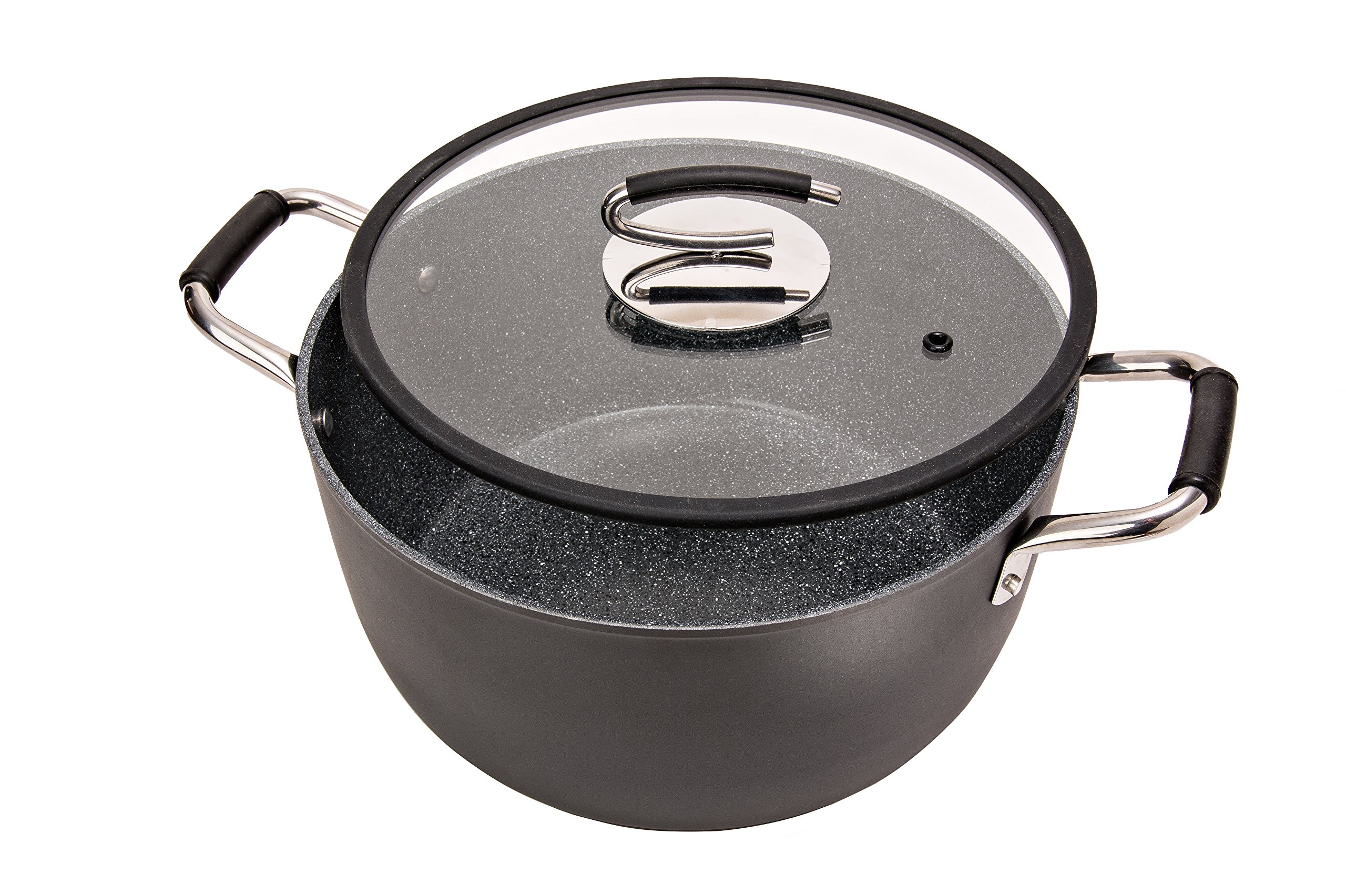 Professional 8 Quart Nonstick Dutch Oven with Glass Lid | Italian Made Ceramic Coated Oven Safe Stock Pot for Bread Baking, Stews, Casseroles and More by DaTerra Cucina