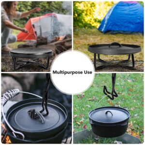 Stanbroil Cast Iron Camp Dutch Oven Lid Stand, 4-in-1 Folding Pot Stand/Camp Dutch Oven Tool for Campfire Cooking