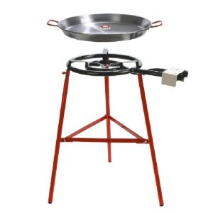 garcima tabarca paella pan set with burner, 20-inch carbon steel outdoor pan and reinforced legs