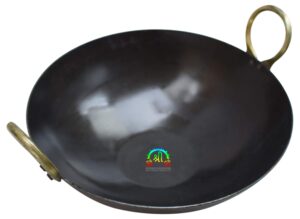marshal 11 inch indian pure iron loha kadhai deep frying pan kadhai for frying, cooking