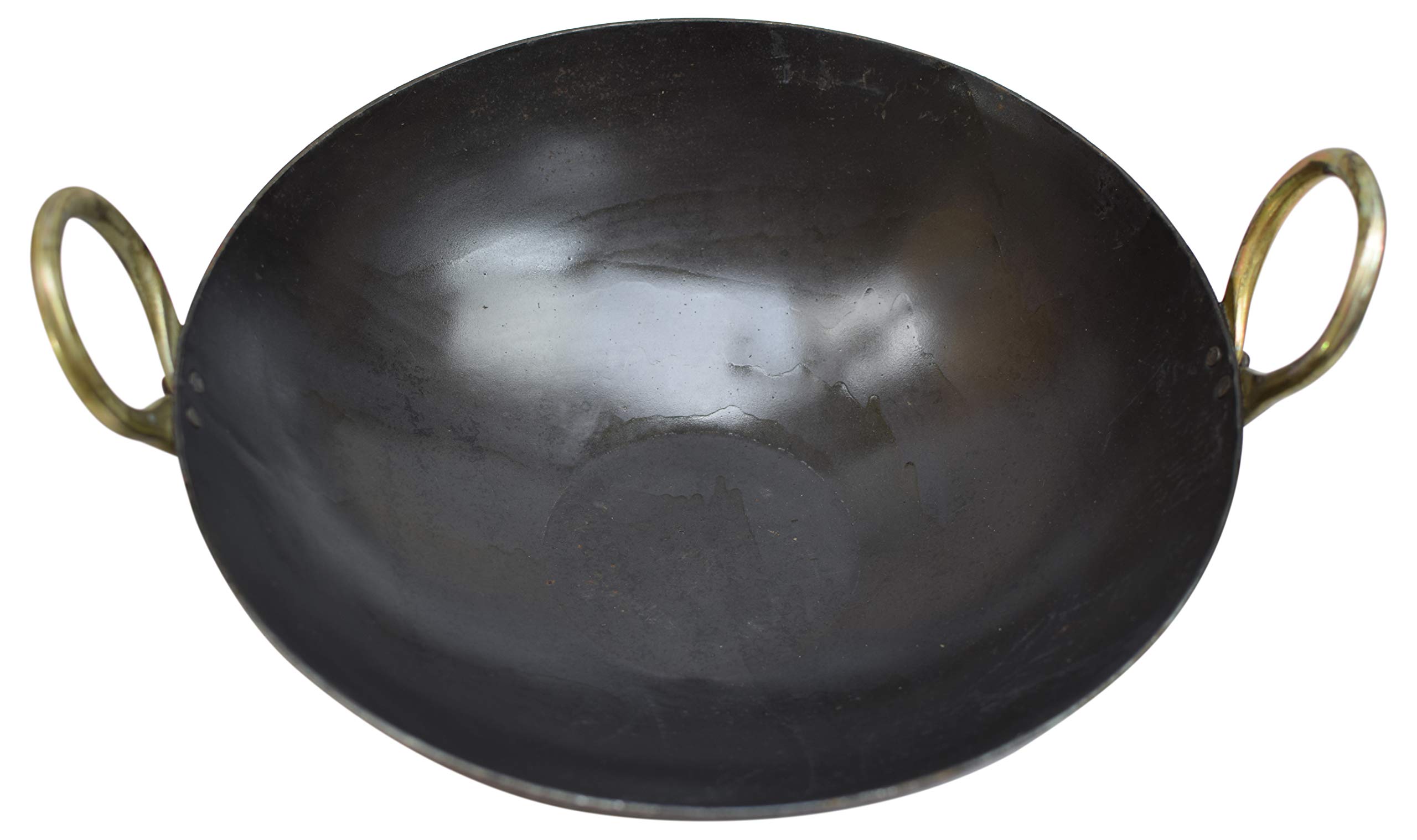 Marshal 11 INCH INDIAN PURE IRON LOHA KADHAI DEEP FRYING PAN KADHAI FOR FRYING, COOKING