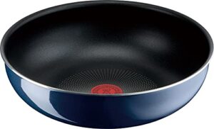 t-fal l43719 frying pan, with removable handle, 11.0 inches (28 cm), deep wok, gas flame compatible, ingenio neo royal blue intence wok pan, non-stick, blue