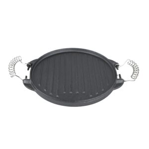 lot45 cast iron grill pan, 10in - cast iron grill pans for stove tops, grilling cookware dual-sided griddle for camping