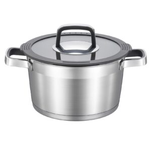 marskitop 3 qt stock pot with lid, small stockpot stainless steel soup pot with double handle, induction pasta pot heavy duty cooking pot