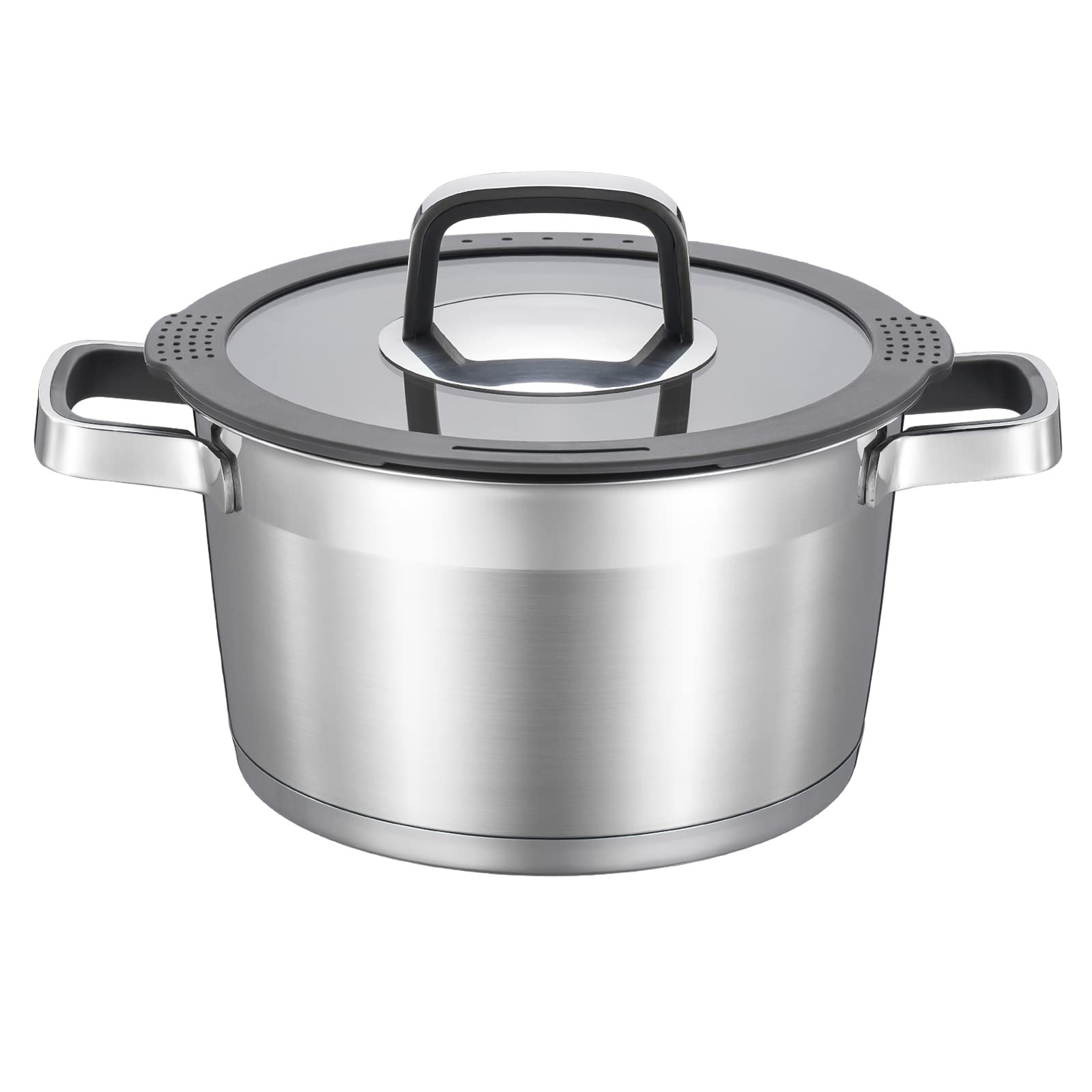 MARSKITOP 3 Qt Stock Pot with Lid, Small Stockpot Stainless Steel Soup Pot with Double Handle, Induction Pasta Pot Heavy Duty Cooking Pot