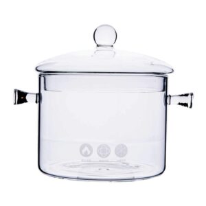 small glass pot 1.5l high borosilicate heat-resistant clear pasta instant noodle pot pan stew cooker baby food milk sauce hot pot with lid mini size cookware
