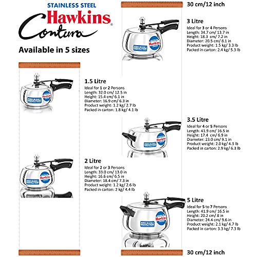 HAWKINS PRESSURE COOKER, 5 Liter, Silver