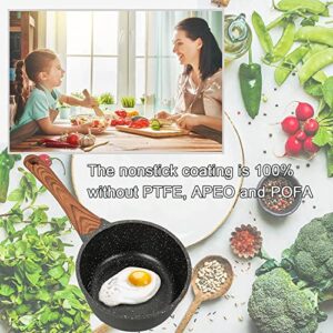 Aoorun Saucepan with Lid, 1.5 Quart Sauce Pan, Small Soup Pot, Nonstick Milk Pan with Granite Coating & Solid Wood Handle, Induction Compatible