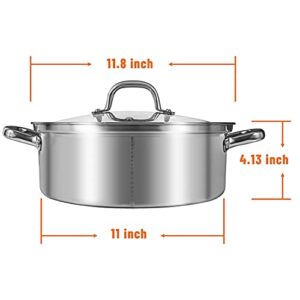 MyLifeUNIT Shabu Shabu Pot, 304 Stainless Steel Hot Pot with Divider, 11.8 Inches Soup Cookware for Induction Cooktop, Gas Stove