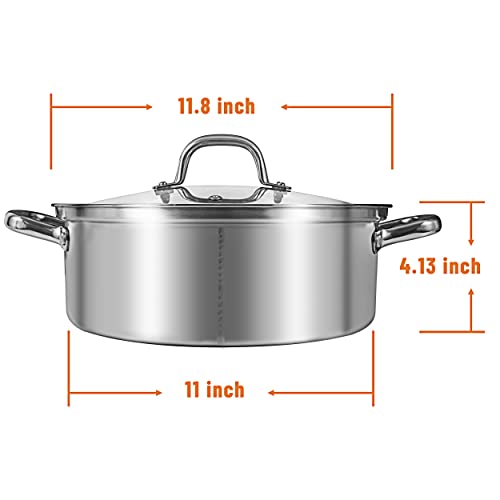 MyLifeUNIT Shabu Shabu Pot, 304 Stainless Steel Hot Pot with Divider, 11.8 Inches Soup Cookware for Induction Cooktop, Gas Stove