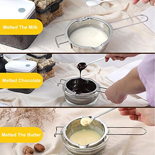 Chocolate Melting Pot - 600ML Double Boiler with Heat Resistant Handle, Stainless Steel Double Boiler Pot Set, Double Boilers for Stove Top can Melt Chocolate, Butter, Candy and Candle