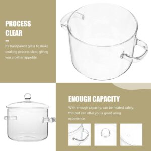 Glass Saucepan with Cover, 64 oz Stovetop Cooking Pot with Lid and Handle Simmer Pot Clear Soup Pot, High Borosilicate Glass Cookware