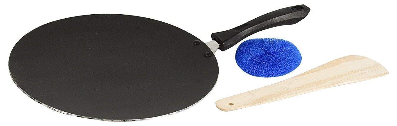 G&D Non-Stick CHAPATI TAWA ROTI TAWA/PARATHA TAWA Aluminium 2.6 MM with Free Wooden Spatula & Scrubber (285MM) Valentine Day Gifts