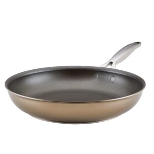 anolon ascend hard anodized nonstick frying pan/skillet - good for all stovetops (gas, glass top, electric & induction), dishwasher & oven safe with stainless steel handle, 12 inch - bronze