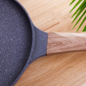 XSMNER 11 Inch Crepe Pan Pancake Pan, Non-stick Pans Frying Pan Household Wooden Handle Pancake Cooking Pan for Omelette, Tortillas, steak, Induction Compatible