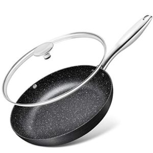 michelangelo small frying pan with lid, hard anodized frying pan nonstick, 8 inch frying pan with granite-derived coating, 8 inch skillet with lid, nonstick frying pan with lid