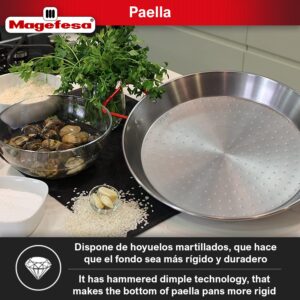 MAGEFESA® Carbon - paella pan 18 in - 46 cm for 12 Servings, made in Enameled Steel, with dimples for greater resistance and lightness, ideal for cooking outdoors, cook your own Valencian paella