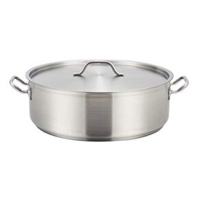 winco sslb-15, 15-quart stainless steel brazier pan with cover, silver
