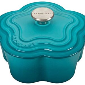 Le Creuset Enameled Cast Iron 2.25qt. Flower Cocotte and (2) Stoneware Mini flower Ramekins