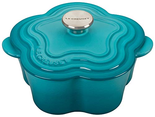 Le Creuset Enameled Cast Iron 2.25qt. Flower Cocotte and (2) Stoneware Mini flower Ramekins