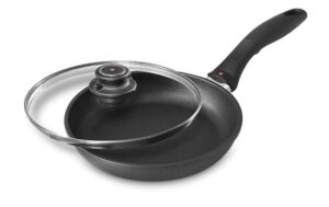 swiss diamond 10.25" frying pan - hd nonstick diamond coated aluminum skillet, includes lid - dishwasher safe and oven safe fry pan, grey