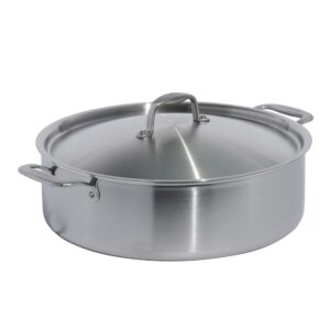 made in cookware - 10 quart stainless steel rondeau pot w/lid - 5 ply stainless clad - professional cookware - crafted in italy - induction compatible