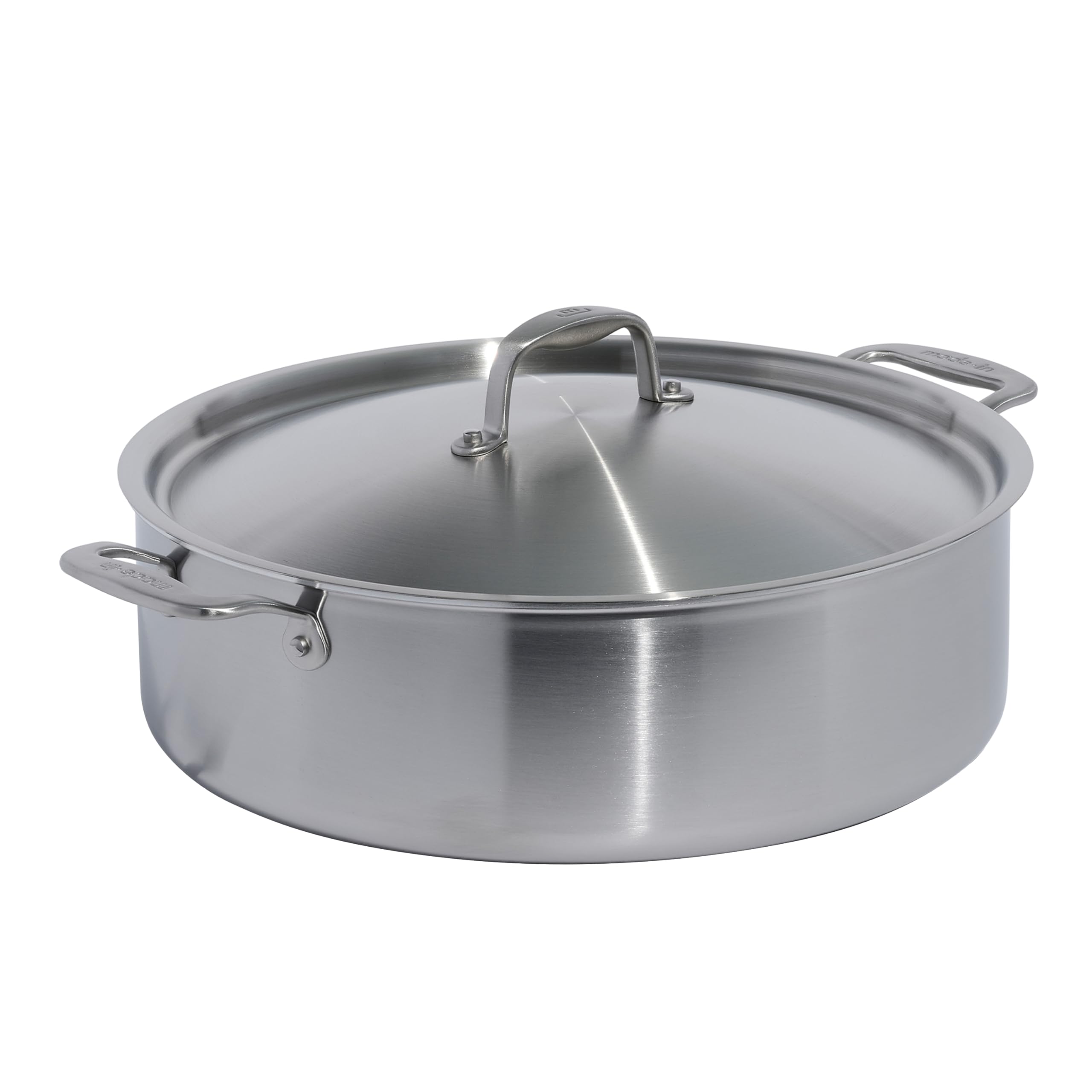 Made In Cookware - 10 Quart Stainless Steel Rondeau Pot w/Lid - 5 Ply Stainless Clad - Professional Cookware - Crafted in Italy - Induction Compatible