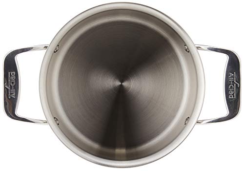 All-Clad D5 5-Ply Brushed Stainless Steel Soup Pot 4 Quart Induction Oven Broiler Safe 600F Pots and Pans, Cookware Silver