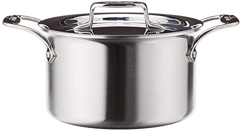 All-Clad D5 5-Ply Brushed Stainless Steel Soup Pot 4 Quart Induction Oven Broiler Safe 600F Pots and Pans, Cookware Silver